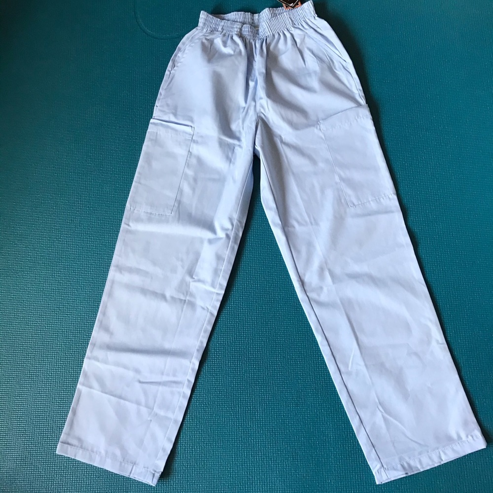 Dickies baby blue scrub pants XSP 28” inseam NWT